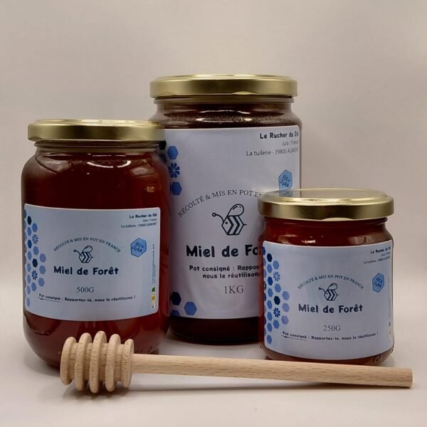 Nos différents pots de miel de forêt