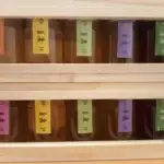 5 Pots de miels de 125g différents dans un jolie coffret bois